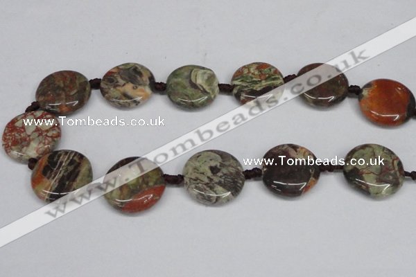 CAG7046 15.5 inches 20mm flat round ocean agate gemstone beads