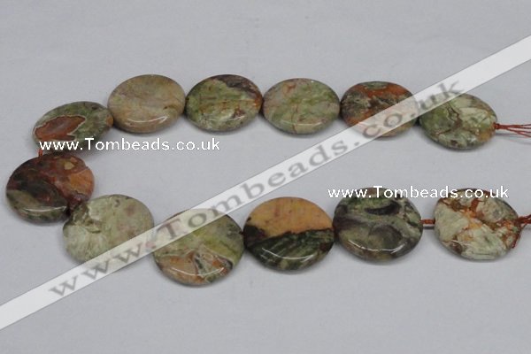 CAG7048 15.5 inches 30mm flat round ocean agate gemstone beads