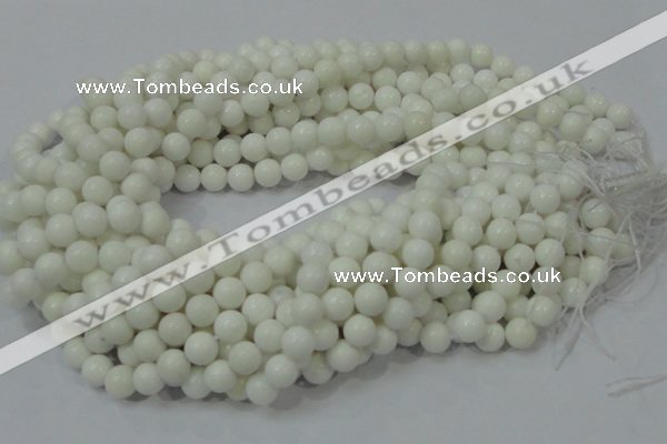 CAG706 15.5 inches 8mm round white agate gemstone beads wholesale