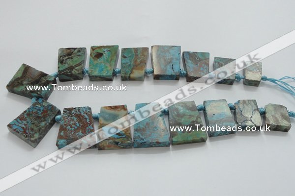 CAG7070 Top drilled 15*20mm - 25*30mm trapezoid ocean agate beads