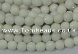 CAG710 15.5 inches 6mm faceted round white agate gemstone beads