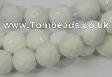 CAG712 15.5 inches 10mm faceted round white agate gemstone beads