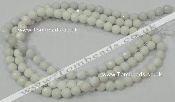 CAG712 15.5 inches 10mm faceted round white agate gemstone beads