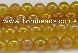 CAG7120 15.5 inches 4mm round AB-color yellow agate gemstone beads