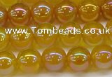 CAG7123 15.5 inches 10mm round AB-color yellow agate gemstone beads