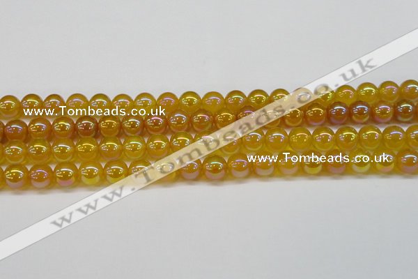 CAG7123 15.5 inches 10mm round AB-color yellow agate gemstone beads