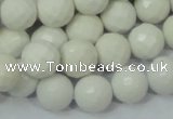 CAG713 15.5 inches 12mm faceted round white agate gemstone beads