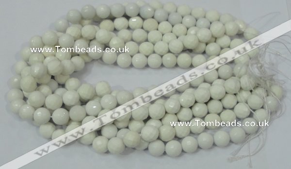 CAG713 15.5 inches 12mm faceted round white agate gemstone beads