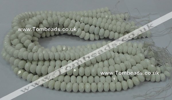 CAG715 15.5 inches 6*10mm faceted rondelle white agate gemstone beads