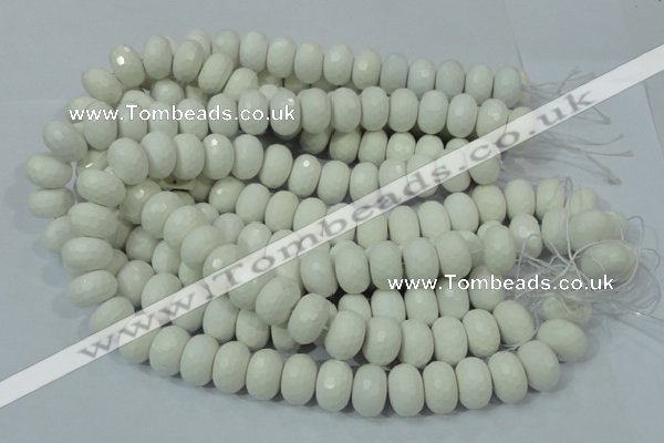 CAG716 15.5 inches 12*18mm faceted rondelle white agate gemstone beads