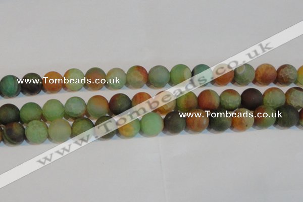 CAG7171 15.5 inches 14mm round matte rainbow agate gemstone beads