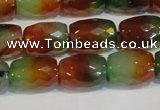 CAG7179 15.5 inches 10*14mm faceted drum rainbow agate gemstone beads