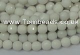 CAG7185 15.5 inches 3mm faceted round white agate gemstone beads