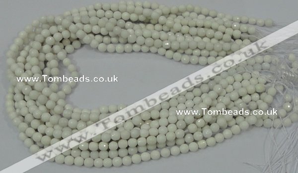 CAG7185 15.5 inches 3mm faceted round white agate gemstone beads