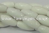 CAG719 15.5 inches 10*20mm rice white agate gemstone beads wholesale