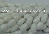 CAG720 15.5 inches 6*8mm faceted rice white agate gemstone beads