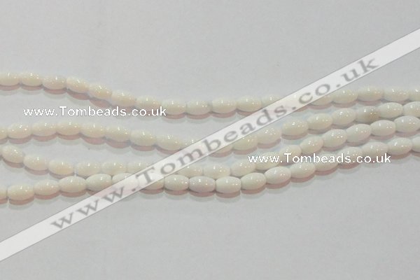 CAG7200 15.5 inches 5*8mm rice white agate gemstone beads