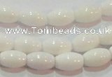 CAG7201 15.5 inches 6*9mm rice white agate gemstone beads