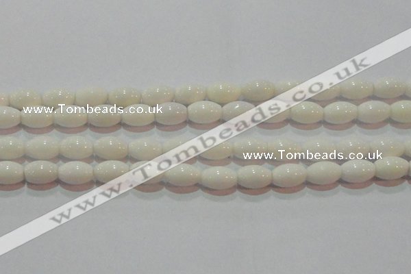 CAG7202 15.5 inches 8*12mm rice white agate gemstone beads