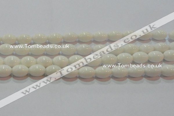 CAG7203 15.5 inches 10*14mm rice white agate gemstone beads