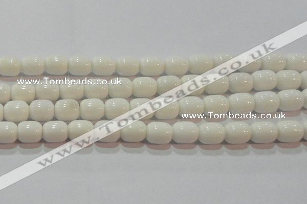 CAG7211 15.5 inches 10*12mm drum white agate gemstone beads