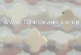 CAG7218 15.5 inches 12*12mm flower white agate gemstone beads