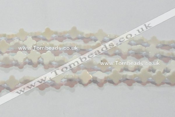 CAG7218 15.5 inches 12*12mm flower white agate gemstone beads