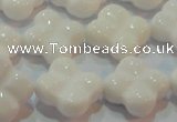 CAG7223 15.5 inches 18*18mm carved flower white agate gemstone beads