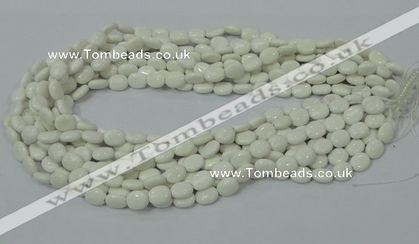 CAG723 15.5 inches 8*10mm oval white agate gemstone beads wholesale