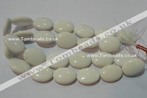CAG7243 15.5 inches 22*30mm oval white agate gemstone beads