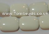 CAG7246 15.5 inches 12*16mm rectangle white agate gemstone beads