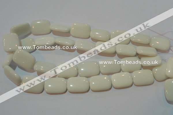 CAG7248 15.5 inches 15*20mm rectangle white agate gemstone beads