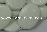 CAG725 15.5 inches 20*30mm oval white agate gemstone beads wholesale