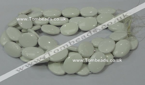 CAG725 15.5 inches 20*30mm oval white agate gemstone beads wholesale