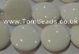 CAG7252 15.5 inches 12mm flat round white agate gemstone beads