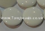 CAG7255 15.5 inches 18mm flat round white agate gemstone beads