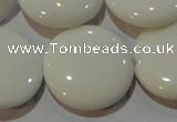CAG7257 15.5 inches 25mm flat round white agate gemstone beads