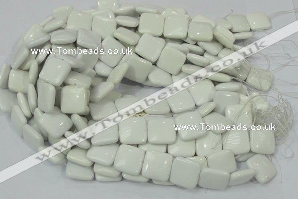 CAG726 15.5 inches 20*20mm square white agate gemstone beads