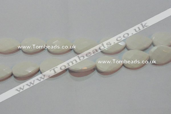 CAG7268 15.5 inches 18*25mm faceted flat teardrop white agate beads