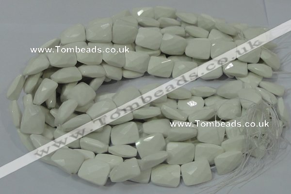 CAG727 15.5 inches 15*20mm twisted faceted rectangle white agate beads