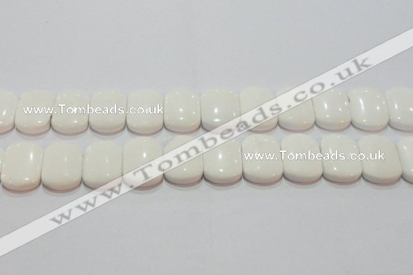 CAG7275 15.5 inches 18*25mm rectangle double drilled white agate beads