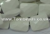 CAG728 15.5 inches 18*25mm twisted faceted rectangle white agate beads