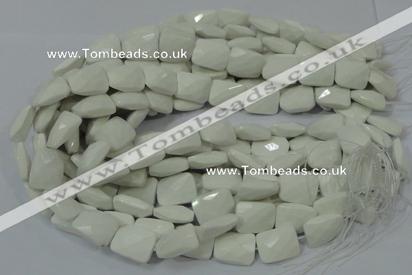 CAG728 15.5 inches 18*25mm twisted faceted rectangle white agate beads