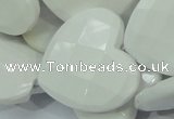 CAG729 15.5 inches 30*30mm faceted heart white agate beads