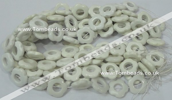 CAG732 15.5 inches 22*22mm flower-shaped white agate beads