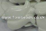 CAG733 15.5 inches 30*40mm flower-shaped white agate beads