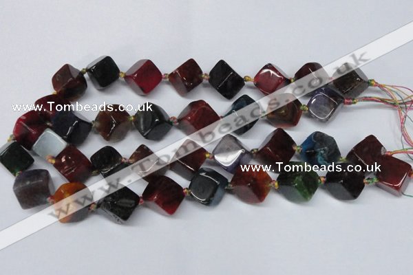 CAG7418 15.5 inches 13*14mm - 14*15mm cube dragon veins agate beads