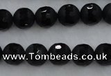 CAG7451 15.5 inches 6mm faceted round matte black agate beads