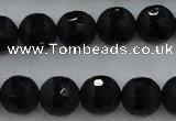 CAG7452 15.5 inches 8mm faceted round matte black agate beads