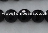 CAG7454 15.5 inches 12mm faceted round matte black agate beads